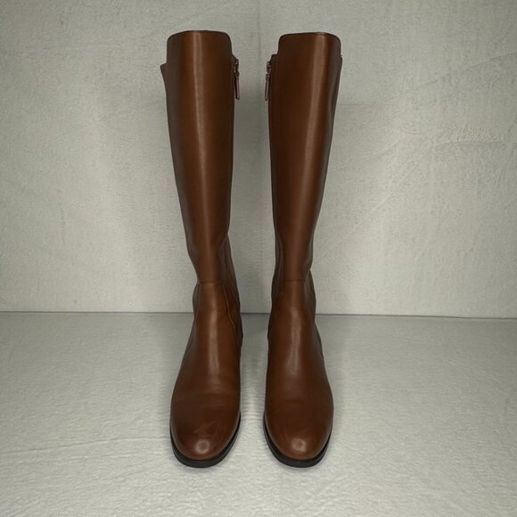 Cole Haan Noelle Riding Boots Brown Leather Side Zip Knee high Size 9 B - Picture 2 of 16